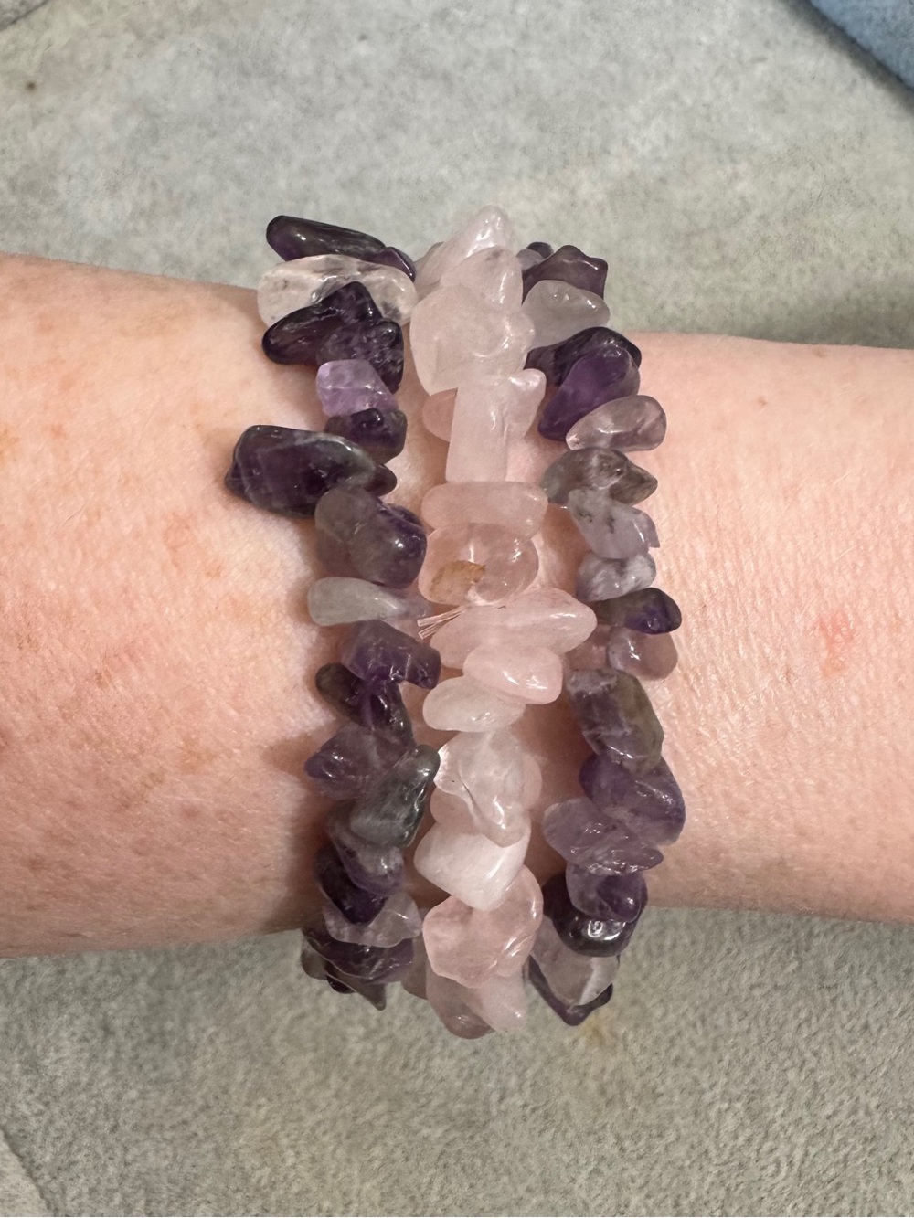 Hand Crafted Natural Gemstone Chip Stacking Bracelets - Picture 8 of 15